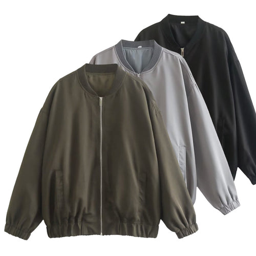 Casual bomber jacket for women in lightweight material with elastic hem and practical pockets Amarae