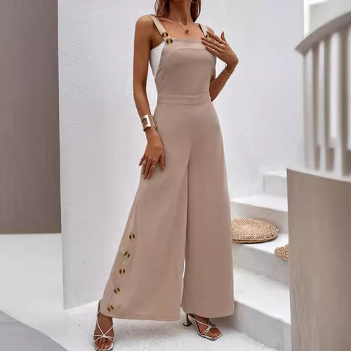 Trendy women's jumpsuit with elegant button details and wide legs Amarae