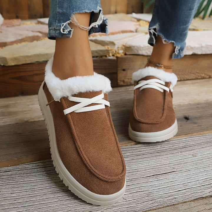 Women's Insulated Slip-On Mules with Teddy Lining and Textured Platform Sole Amarae