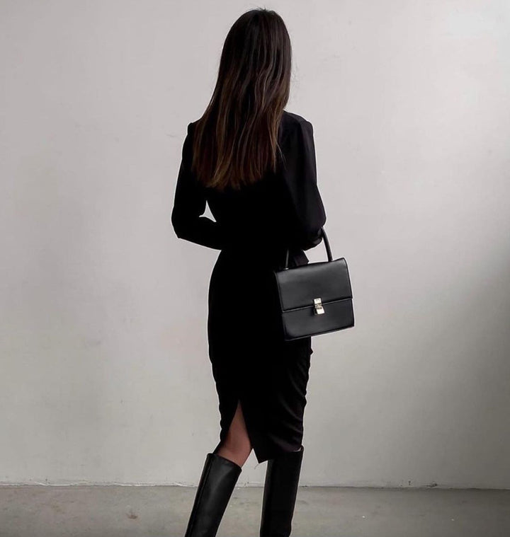 Women Elegant wrap dress with long sleeves and fluid cut Lune London