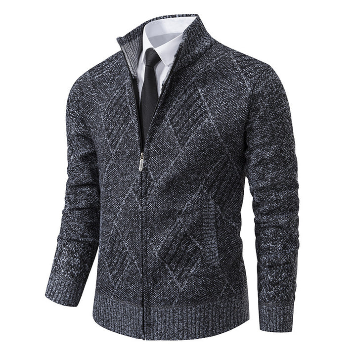 Men's knit jacket with a modern braid design and practical zipper Lune London