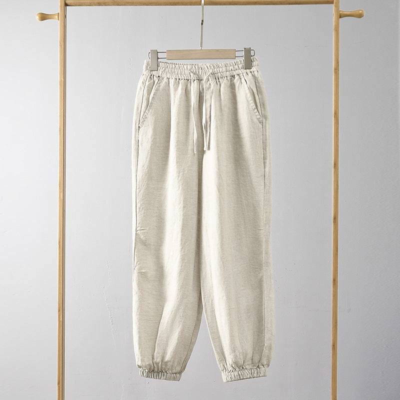 Casual linen pants for women with elastic waist and side pockets Lune London