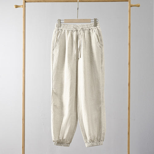 Casual linen pants for women with elastic waist and side pockets Amarae