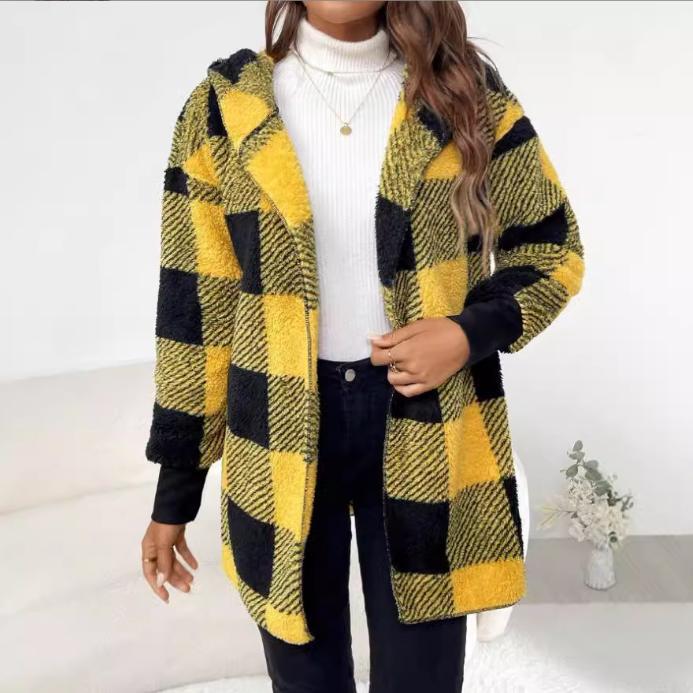 Ladies Oversized Houndstooth Pattern Coat Lune London