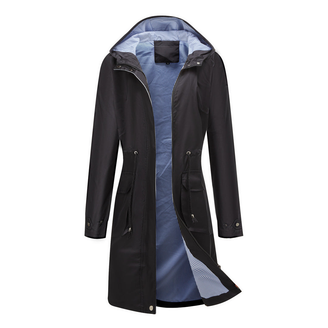 Ladies transitional water-repellent jacket with adjustable drawstring waist and high collar Lune London