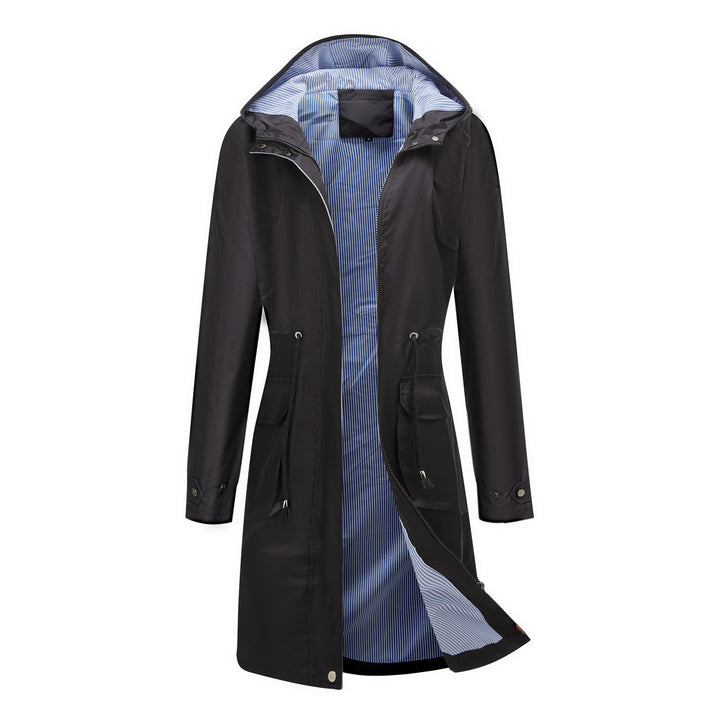 Ladies transitional water-repellent jacket with adjustable drawstring waist and high collar Lune London