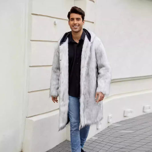 Luxurious faux fur coat for men with hood Amarae