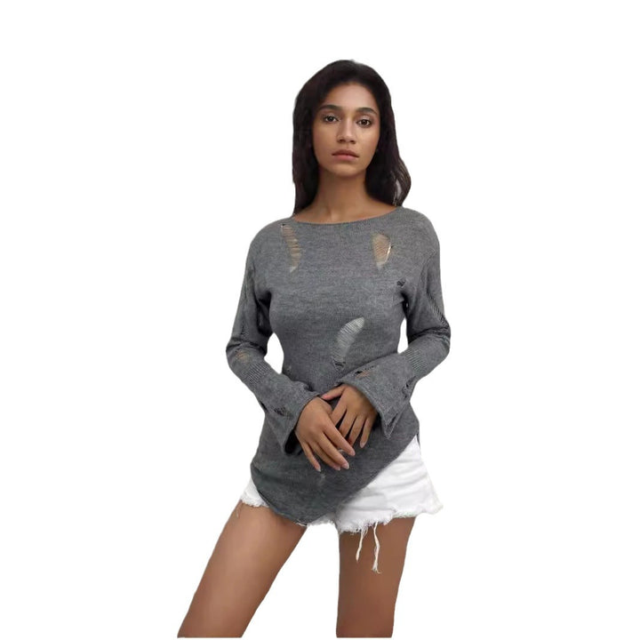 Pull en tricot côtelé urbain pour femmes avec détails usés Chic & Stil