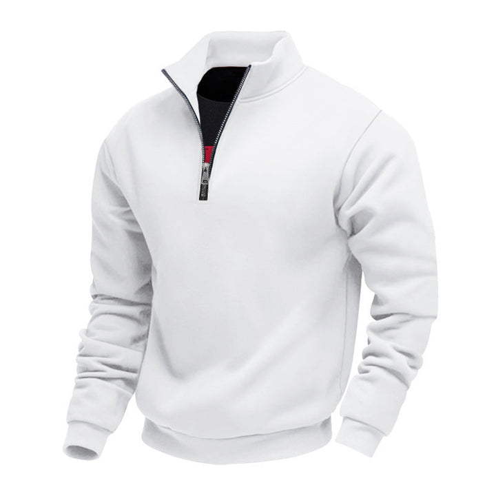 Men's Lightweight Fleece Pullover with Stand-Up Collar and Half-Length Zipper Amarae