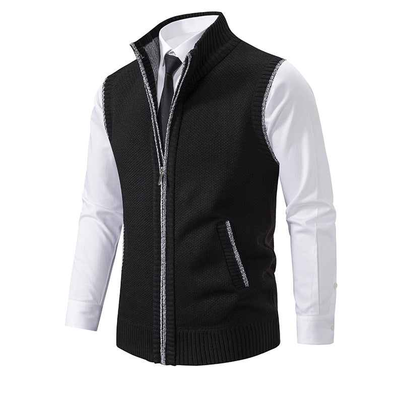 Men's knitted cardigan with zipper and structured design Lune London