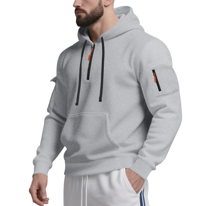 Men's functional hoodie with half-zip and practical pockets Lune London