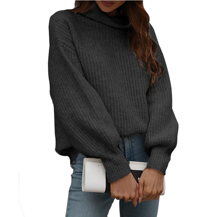 Oversized knitted pullover for women with a casual high neck design Lune London