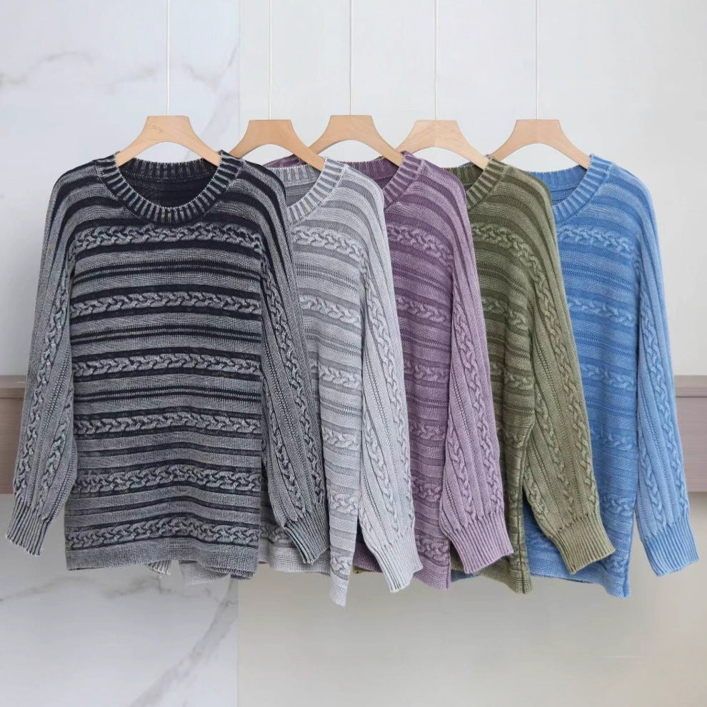 Pull en maille épaisse pour femmes avec un motif en relief à la mode et une coupe décontractée Chic & Stil