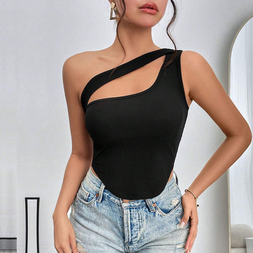Asymmetrical body for women with thin spaghetti straps and elastic fabric Chic & Stil