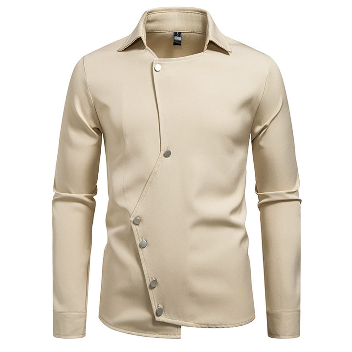 Innovative long sleeve shirt for men with asymmetrical button closure Lune London