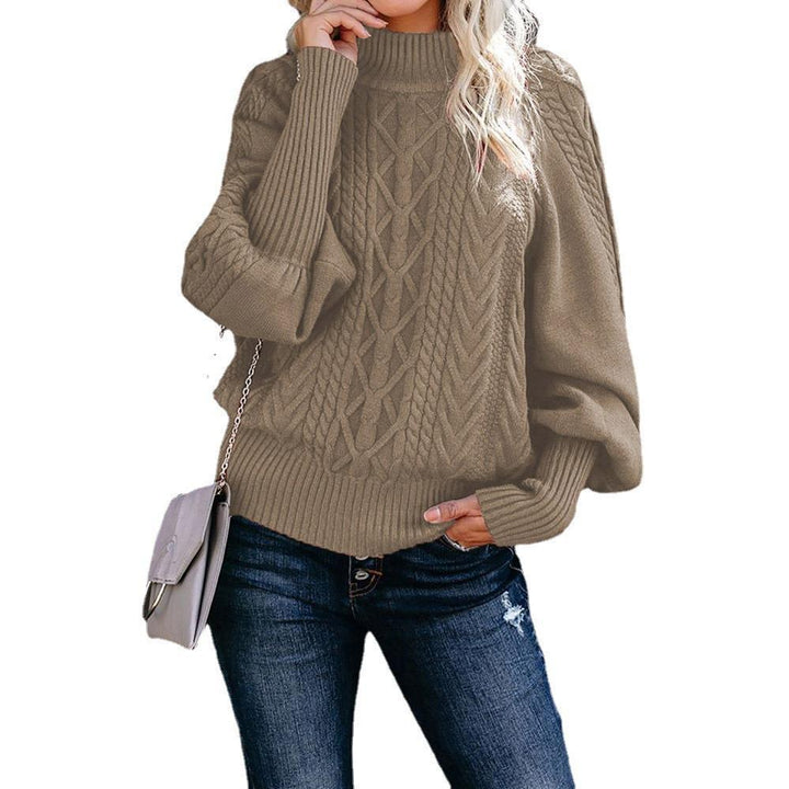 Knit sweater for women with high collar and textured design Lune London