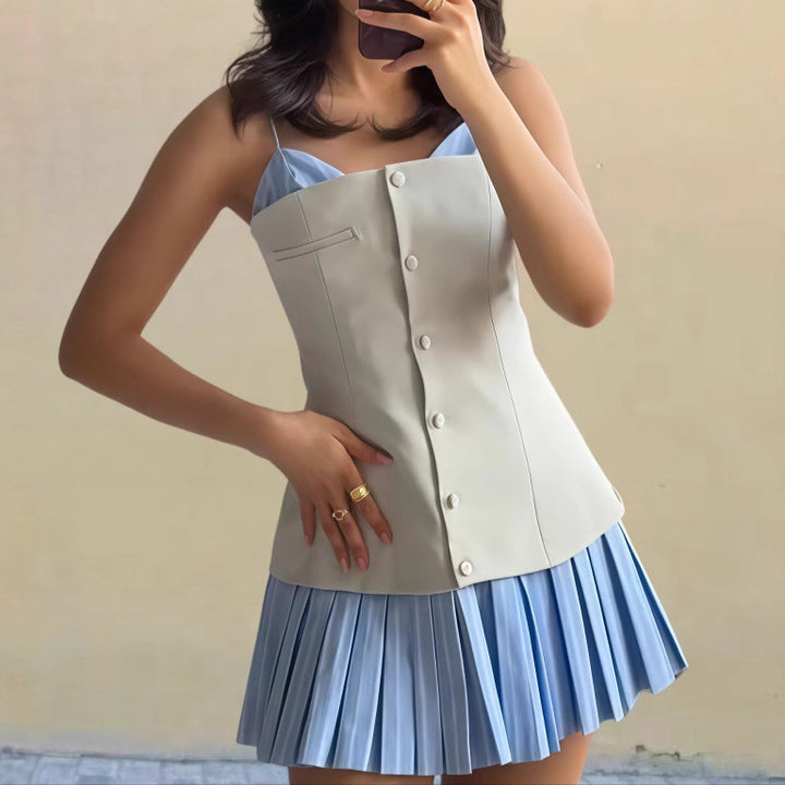 Robe courte fluide pour femme avec détails en volants Chic & Stil