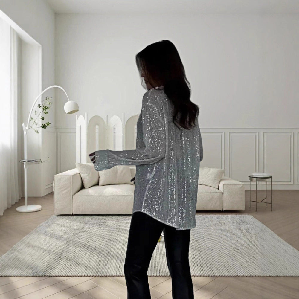 Ladies Glittering Oversized Shirt with Sequins Amarae