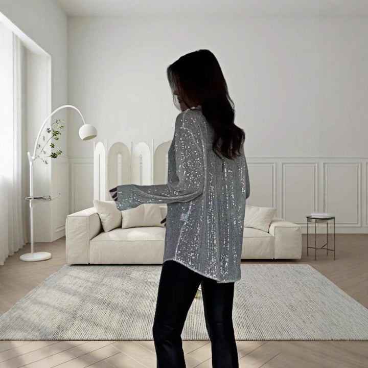 Ladies Glittering Oversized Shirt with Sequins Amarae