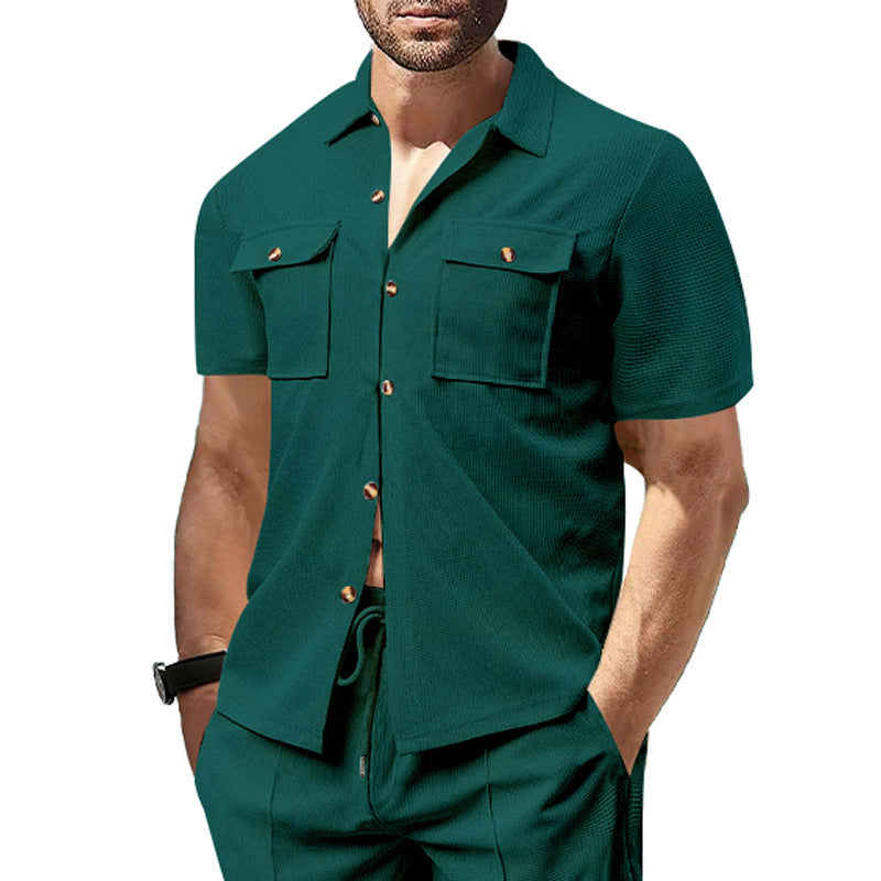 Short sleeve utility shirt for men with practical chest pockets Lune London