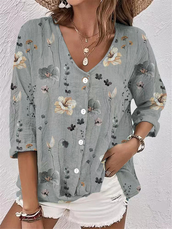 Women's blouse with floral design and button front Lune London