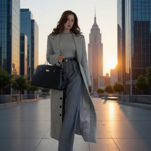 Manteau trench élégant pour femme au design minimaliste avec poches pratiques Chic & Stil