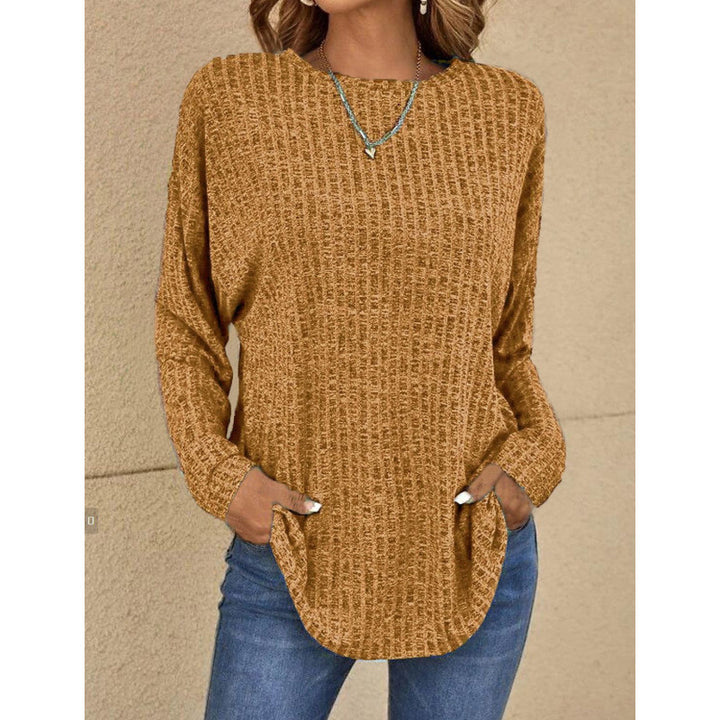 Women's Oversized Structured Knit Sweater with Round Neck and Pockets Amarae