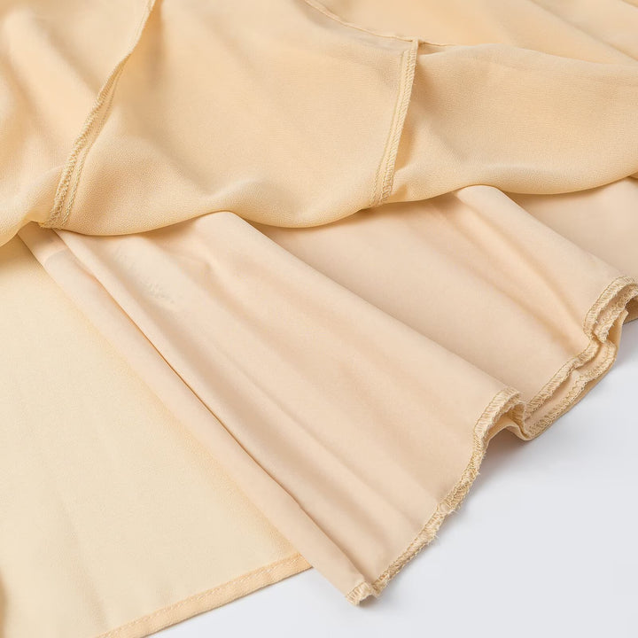 Women's Long Pleated Chiffon Maxi Skirt with High Waist and Insert Panels Amarae