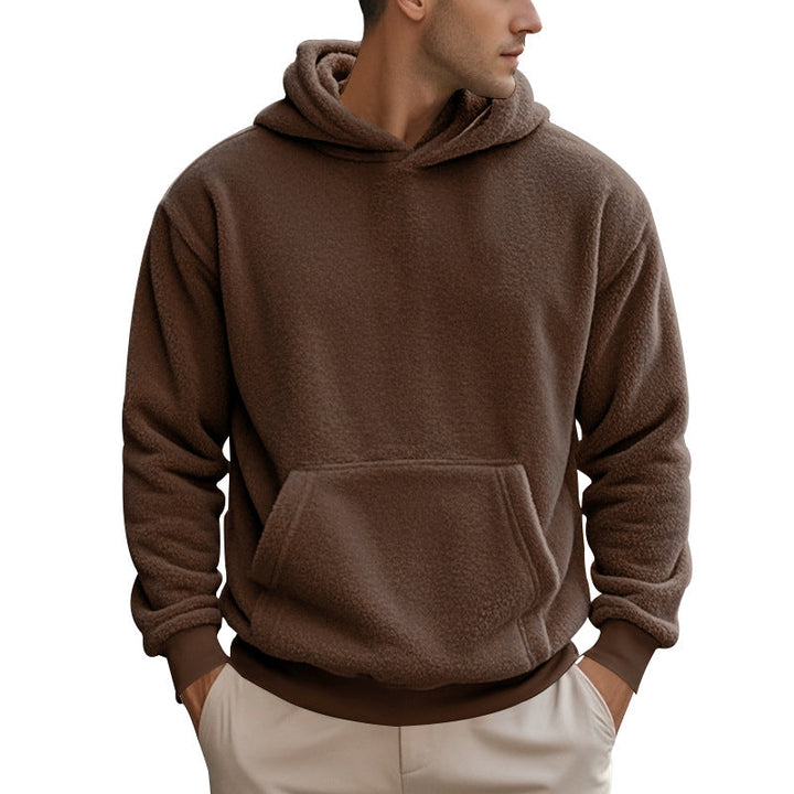 Men's Hoodie Made Of Cozy Teddy Fleece with Kangaroo Pocket and Wide Cuffs Lune London