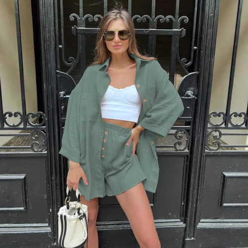 Casual set for women with loose fit shirt and shorts Amarae