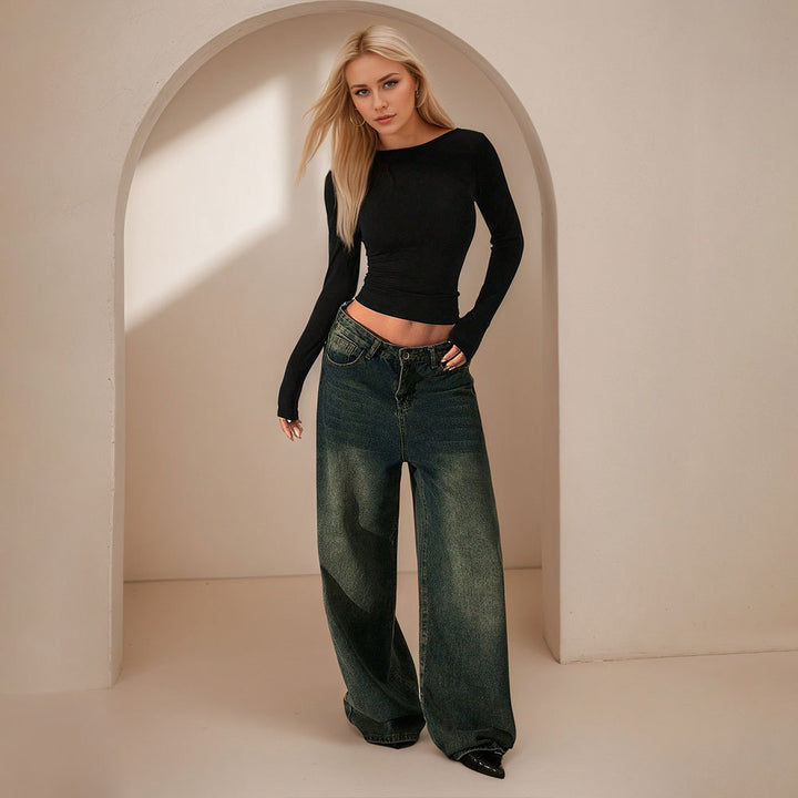 Top à manches longues pour femmes avec dentelle et décolleté profond au dos Chic & Stil