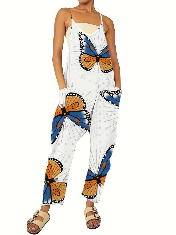 Women's jumpsuit with a colorful butterfly pattern and practical pockets Lune London