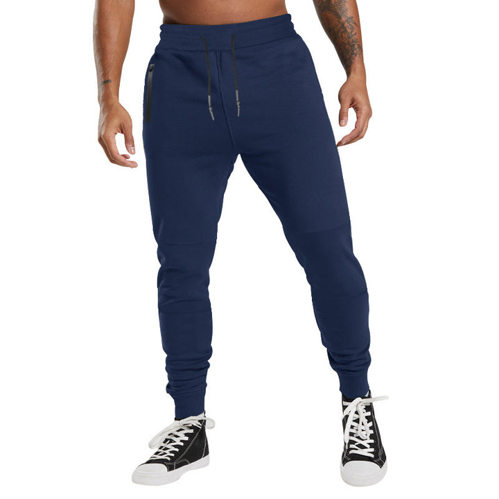 Sporty men's jogger pants with zipper and elastic waistband Lune London