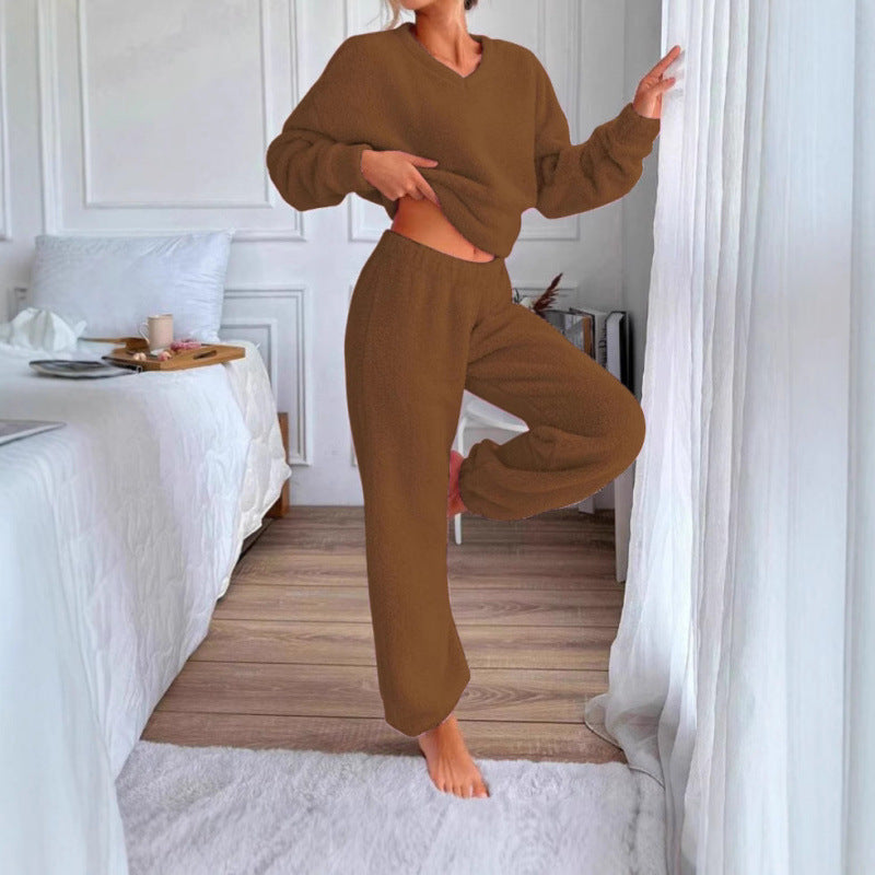 Ladies Cozy Fleece Lounge Set with Elastic Waist Lune London