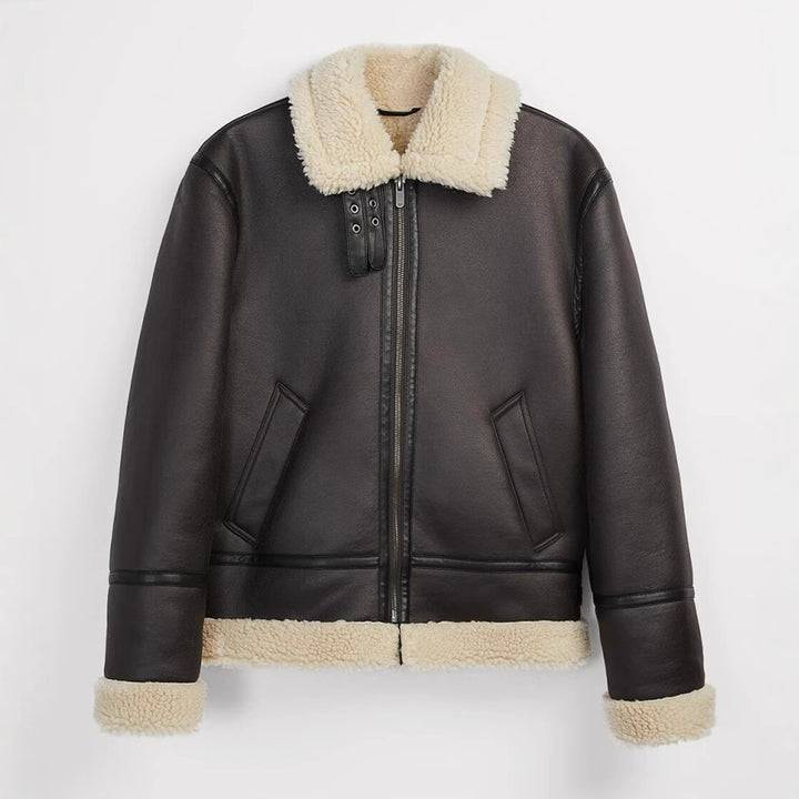 Men's Padded Aviator Style Flight Jacket with Teddy Lining Amarae