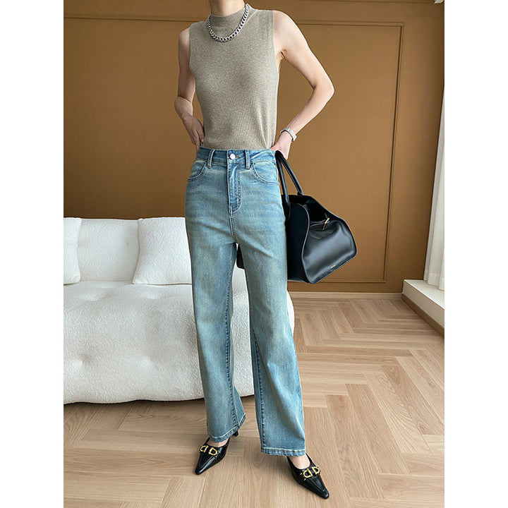 Ladies High-waisted Jeans with Wide Leg Chic & Stil