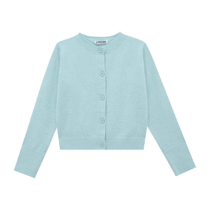 Women's knitted jacket with a fine ribbed pattern and contrasting button details Lune London