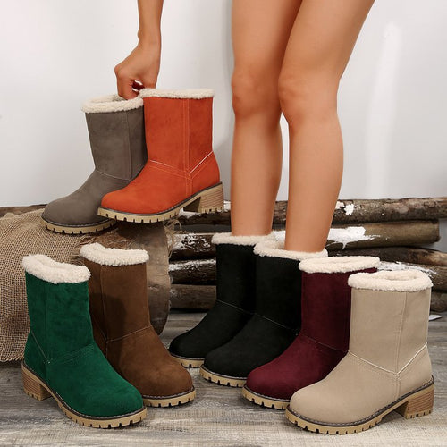 Women's warm booties with lamb fur collar Amarae