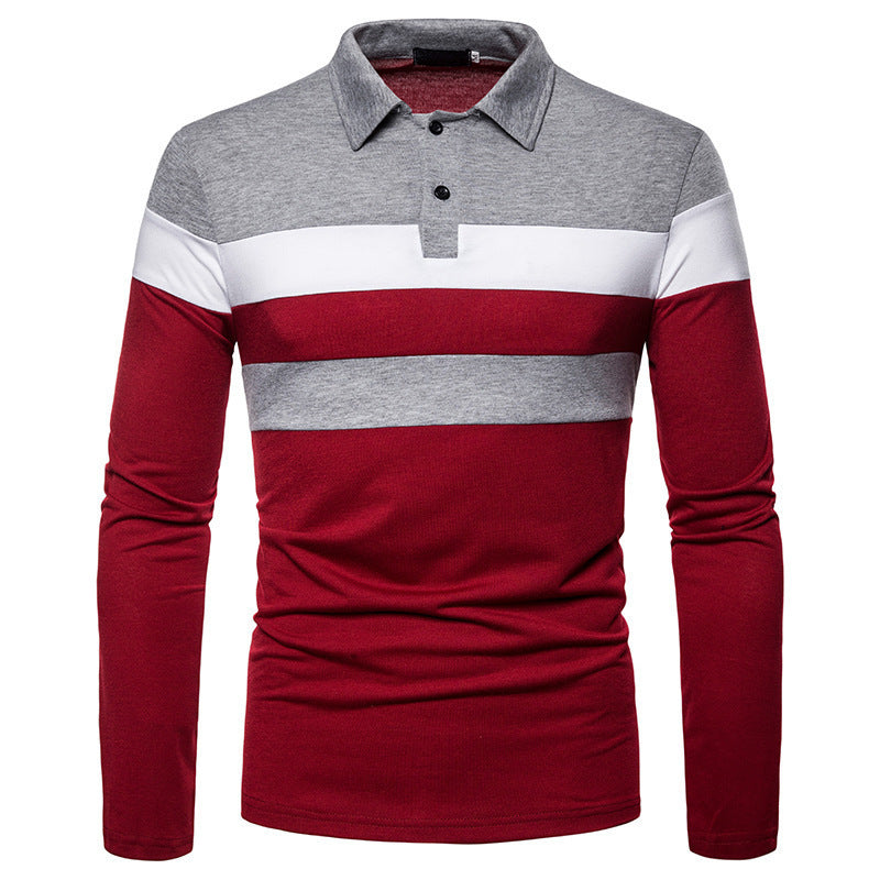 Men's long sleeve polo with a modern striped pattern and a comfortable fit Amarae