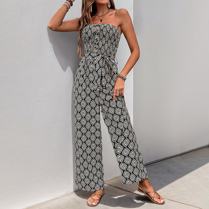 Casual jumpsuit for women with elastic top and trendy pattern Lune London