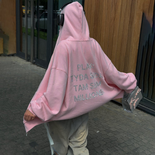 Oversized hoodie for women with sparkling inscription Amarae