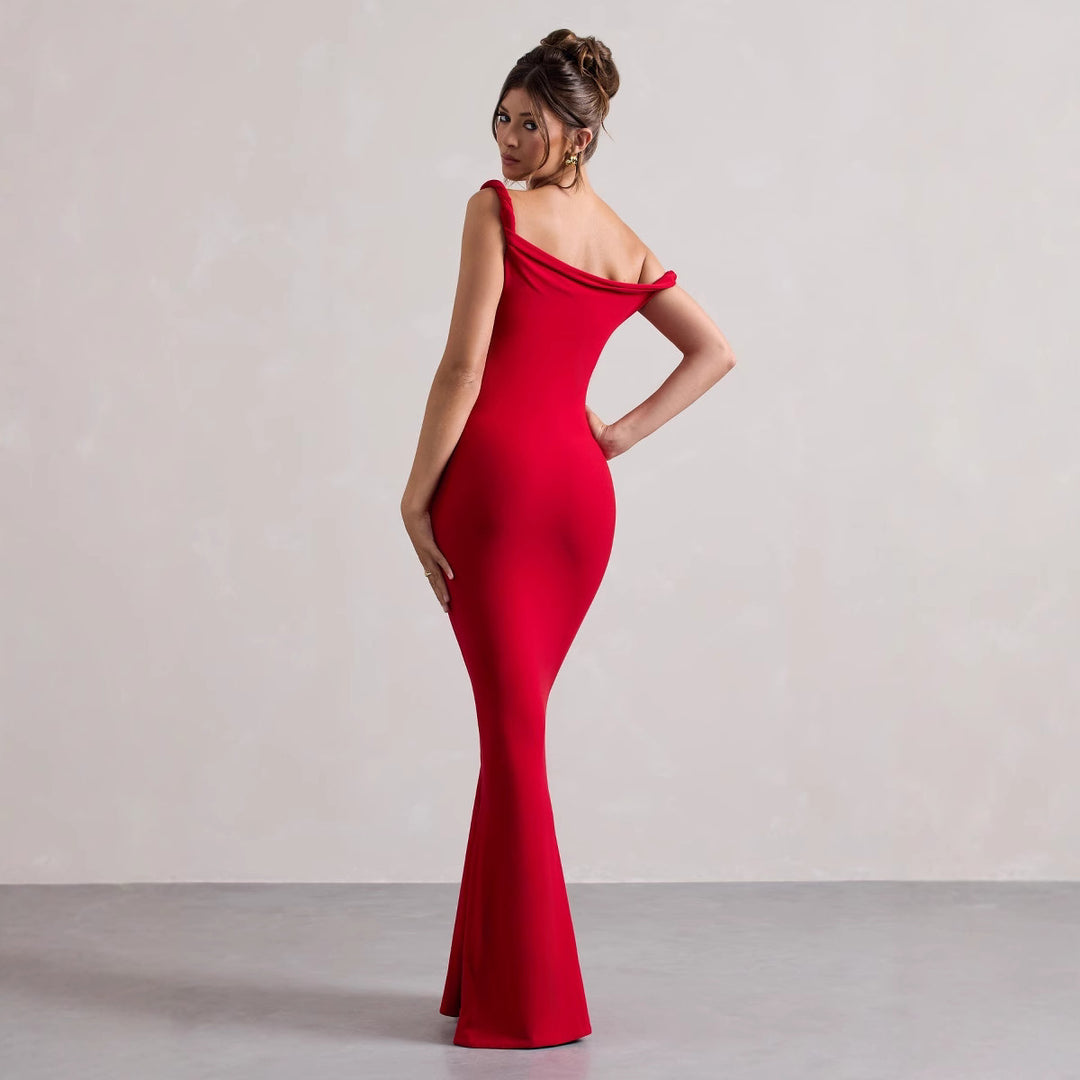 Elegant one-shoulder maxi dress Lune London