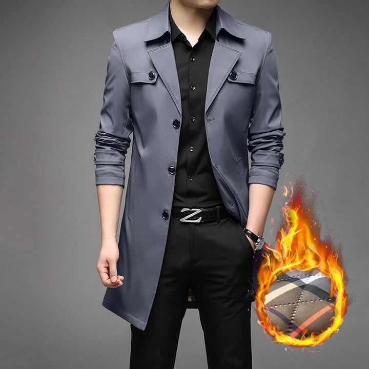 Men's Light Trench Coat with Tailored Fit, Chest Pockets and Adjustable Sleeve Straps Amarae