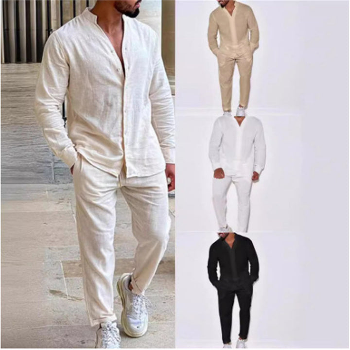 Men's casual linen set with button placket and elastic waistband Lune London