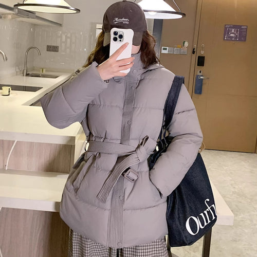 Ladies classic down jacket with high collar and practical pockets Amarae