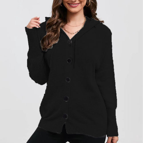 Ladies Cozy Hooded Jacket with Chic Buttons and Style