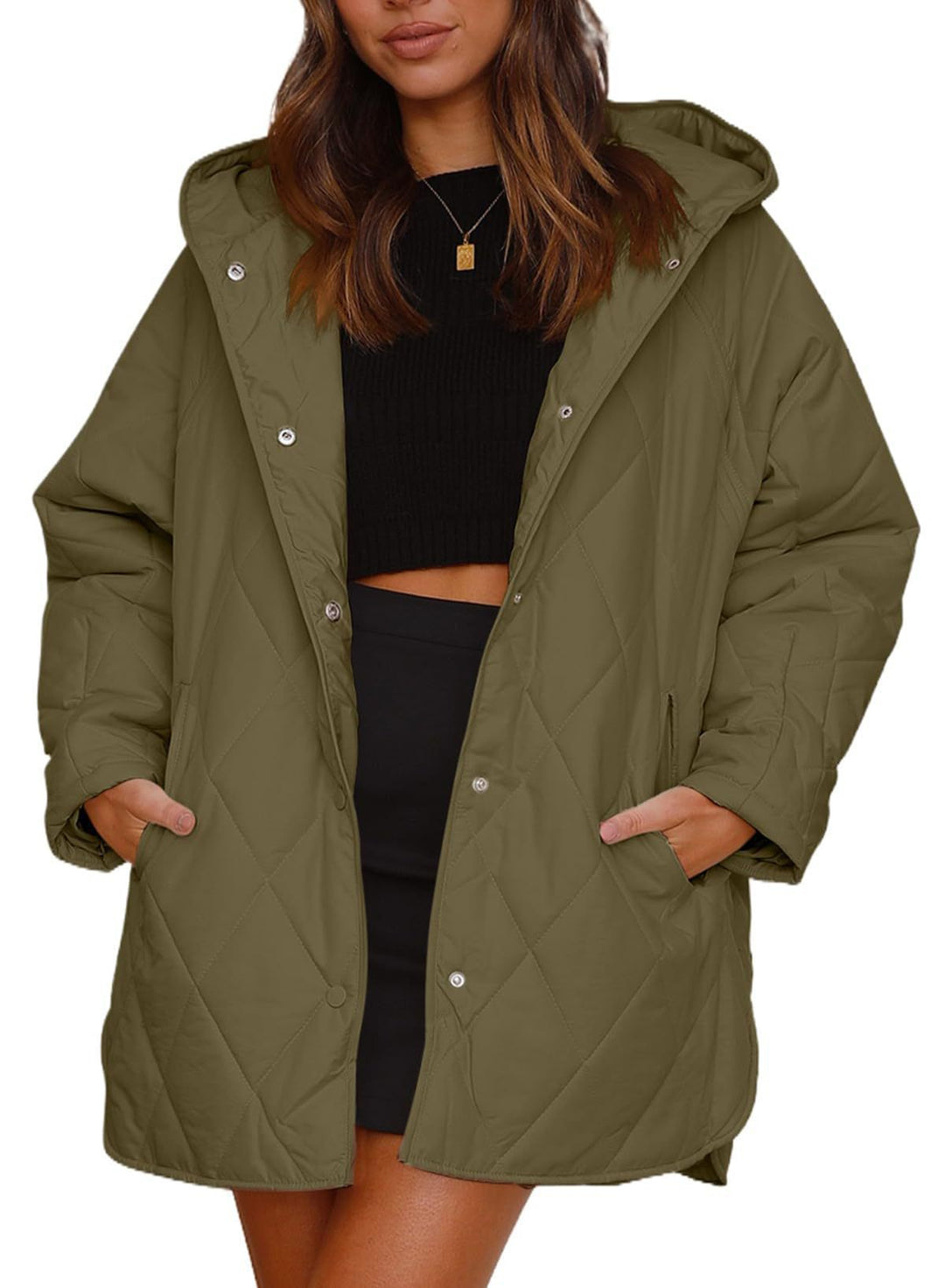 Lune London Women’s Quilted Winter Jacket with Hood