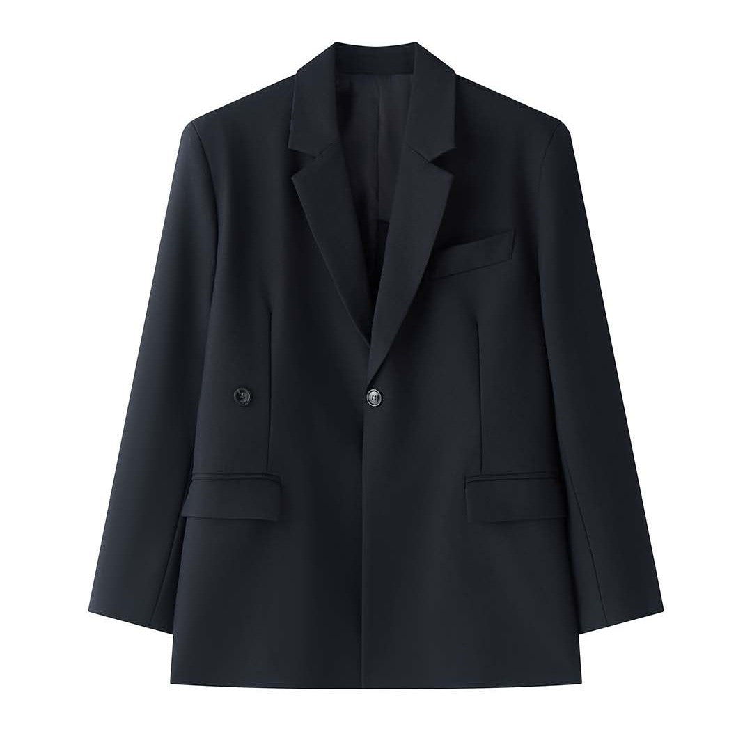 Women's Boxy Blazer with Extended Back and Concealed Single-Button Front Amarae