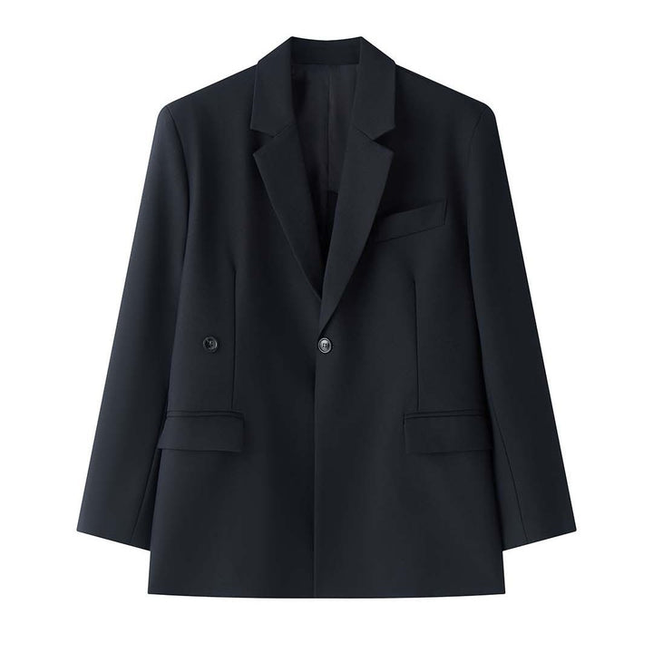 Women's Boxy Blazer with Extended Back and Concealed Single-Button Front Amarae