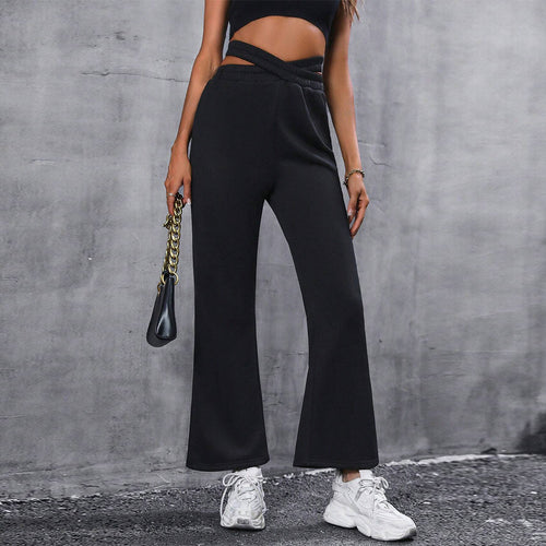 Pantalon large taille haute pour femmes avec détail de nœud élégant Chic & Stil